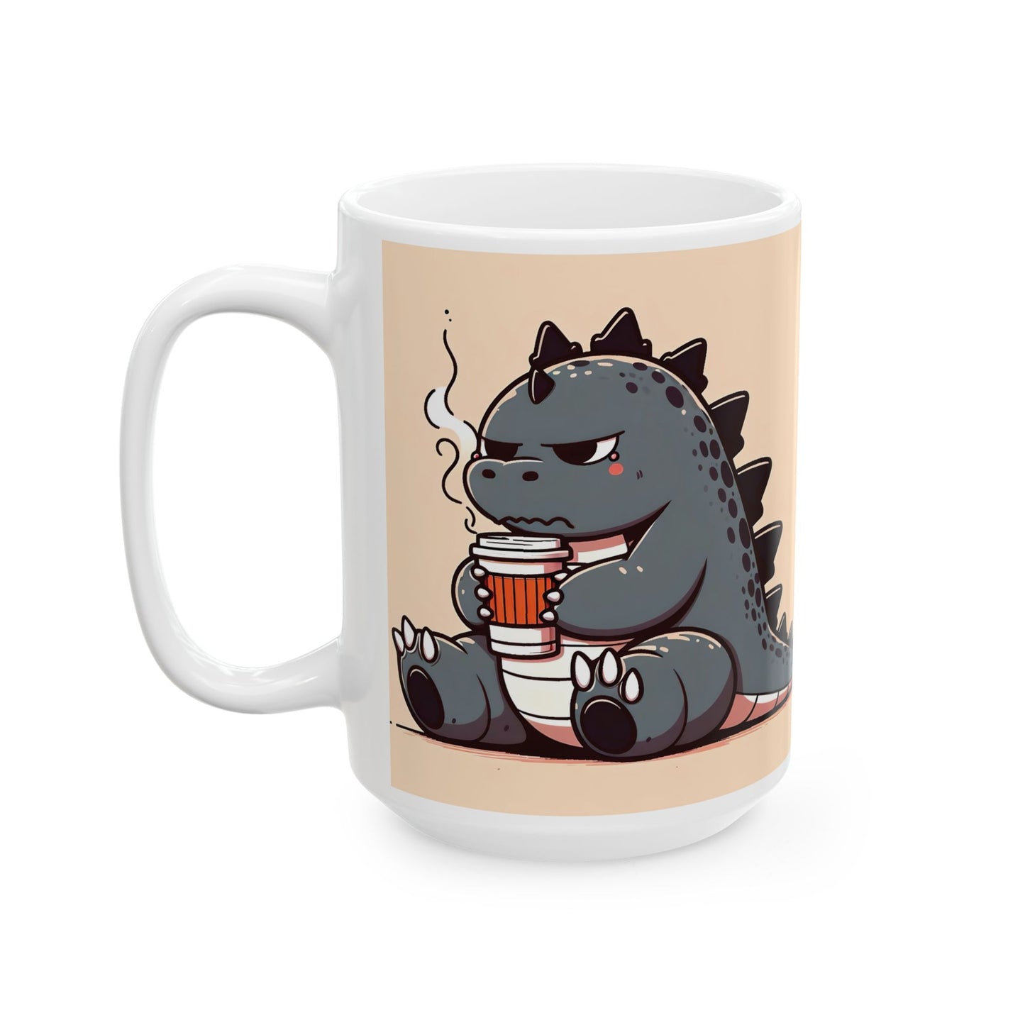 Godzilla Coffee 15oz Mug, Grumpy Mug, Anime Mug, Kaiju Mug, Dinosaur Mug, Cranky Mug, Japanese Mug, Cartoon Mug, Cute Mug