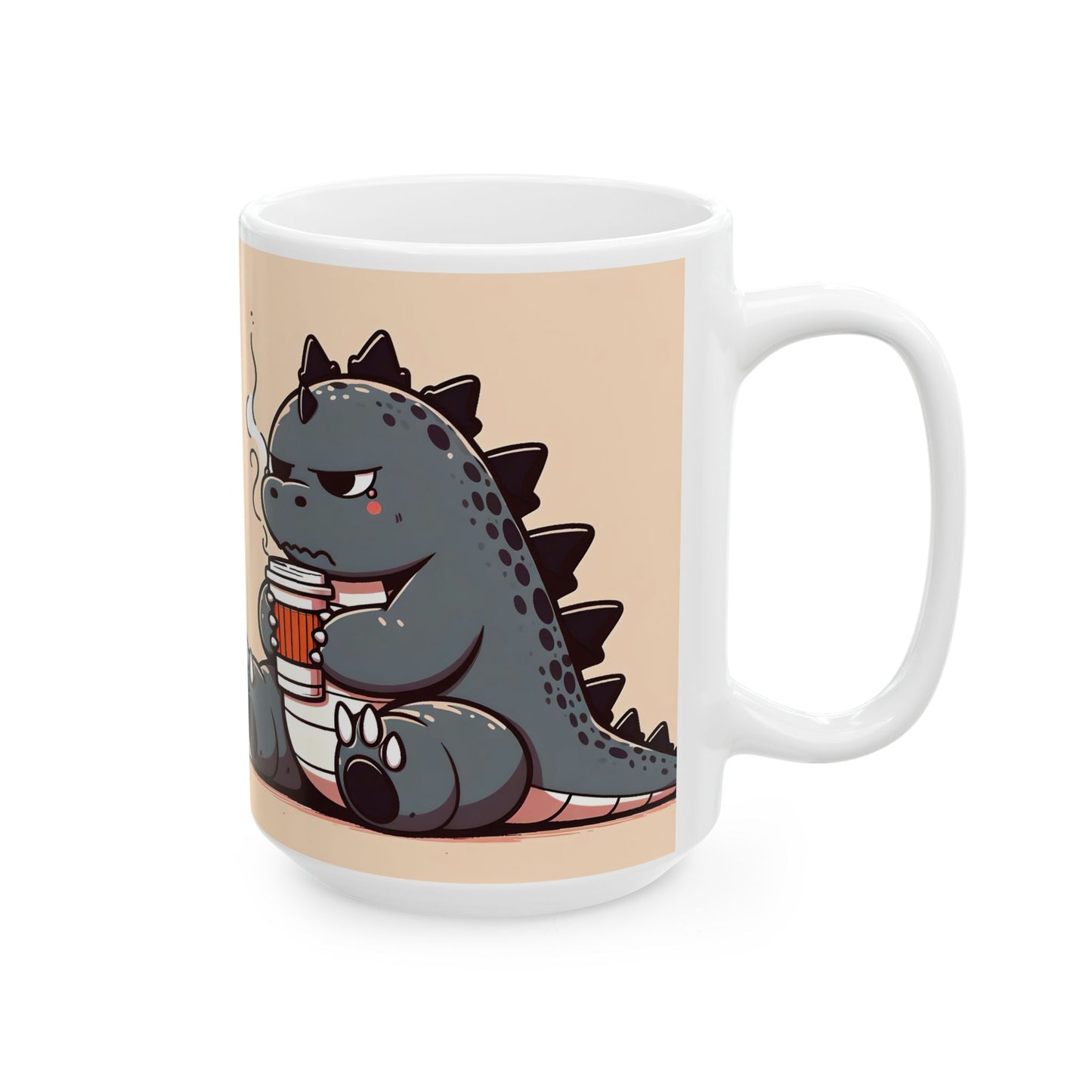 Godzilla Coffee 15oz Mug, Grumpy Mug, Anime Mug, Kaiju Mug, Dinosaur Mug, Cranky Mug, Japanese Mug, Cartoon Mug, Cute Mug