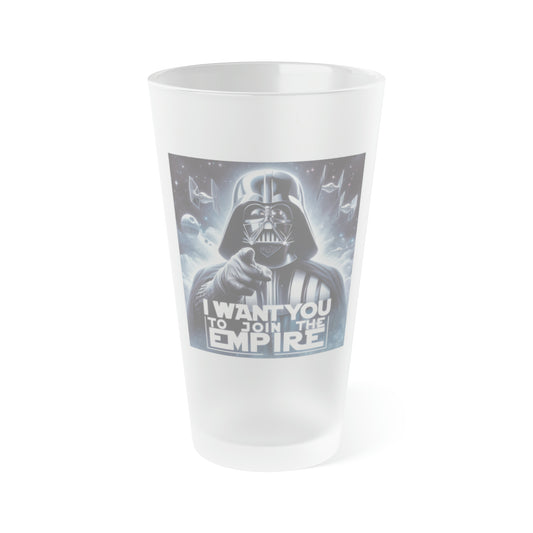 Darth Vader Frosted Pint Glass 16oz, Star Wars Glass, Sith Glass, Darth Vader Glass, Empire Glass, Dark Side Glass, Join The Empire