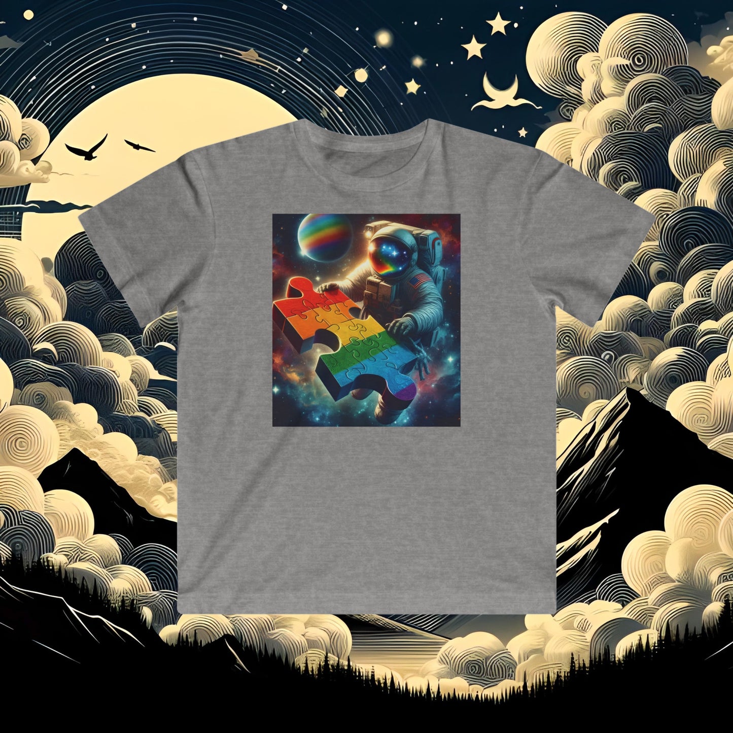 Astronaut Autism Awareness Kids Tee, Puzzle Kids Shirt, Space Kids Shirt, Astronaut Kids Shirt, Colorful Kids Shirt