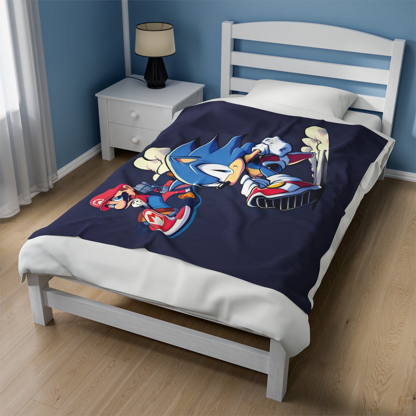 Sonic and  Super Mario Plush Blanket, Sonic Speed Blanket, Mario Kart Blanket, Gaming Blanket, Blanket For Kids, Cartoon Blanket