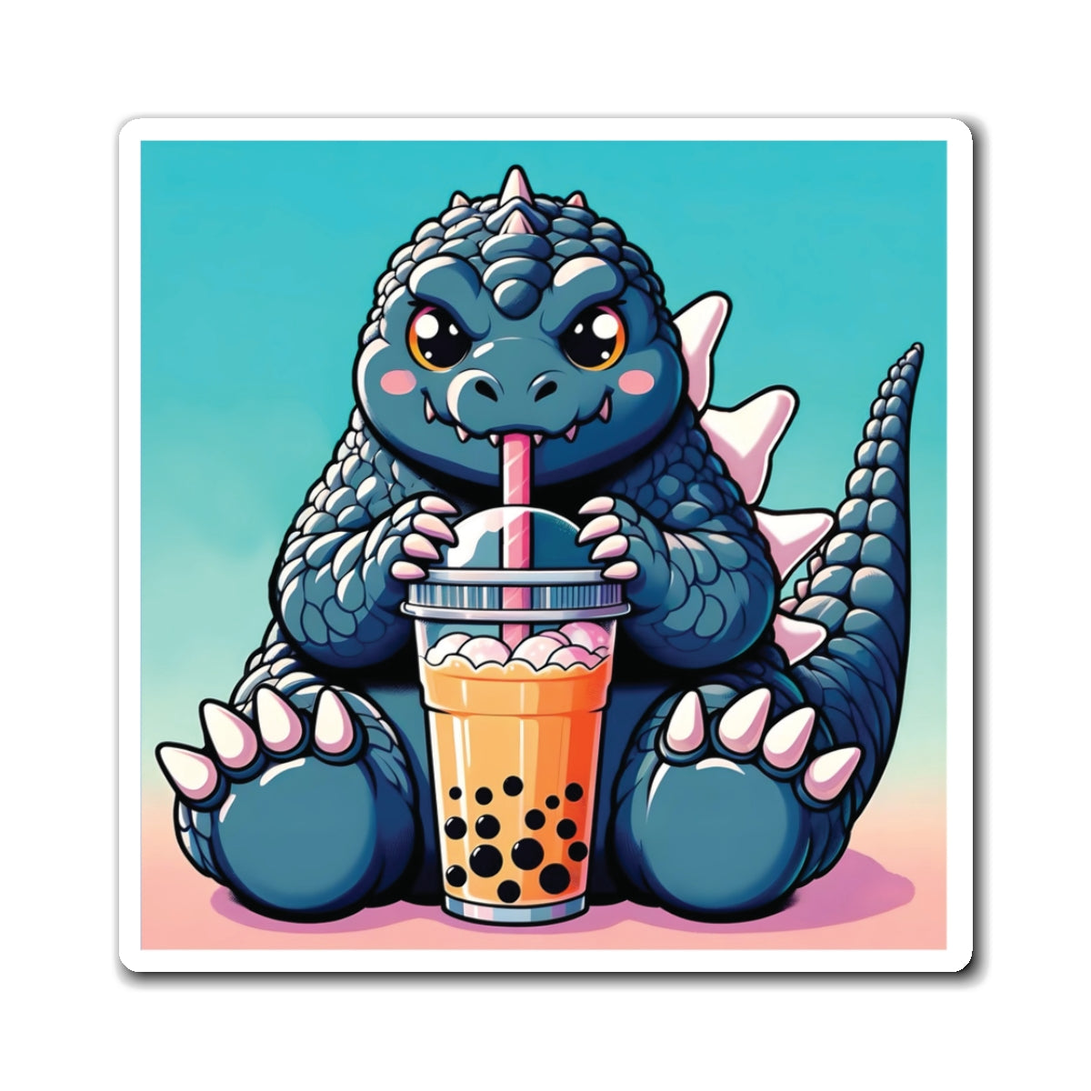 3" x 3" Inch Godzilla Boba Magnet, Anime Magnet, Godzilla Magnet, Cute Magnet, Kawaii Magnet, Kaiju Magnet, Gojira Magnet