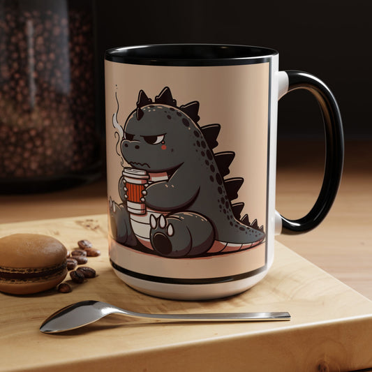 15 oz Grumpy Godzilla Mug, Kaiju Mug, Gojira Mug, Monster Mug, Anime Mug, Kawaii Mug, Moody Mug