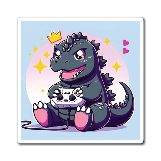 3" x 3" Inch Godzilla Gamer Magnet, Anime Magnet, Godzilla Magnet, Cute Magnet, Kawaii Magnet