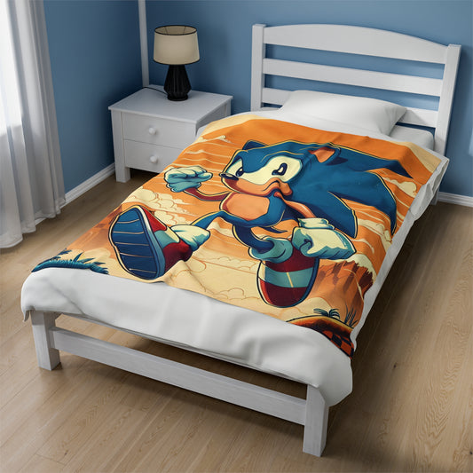 Sonic The Hedgehog Plush Blanket, Sonic Speed Blanket, Anime Blanket, Gamer Blanket, Gaming Blanket