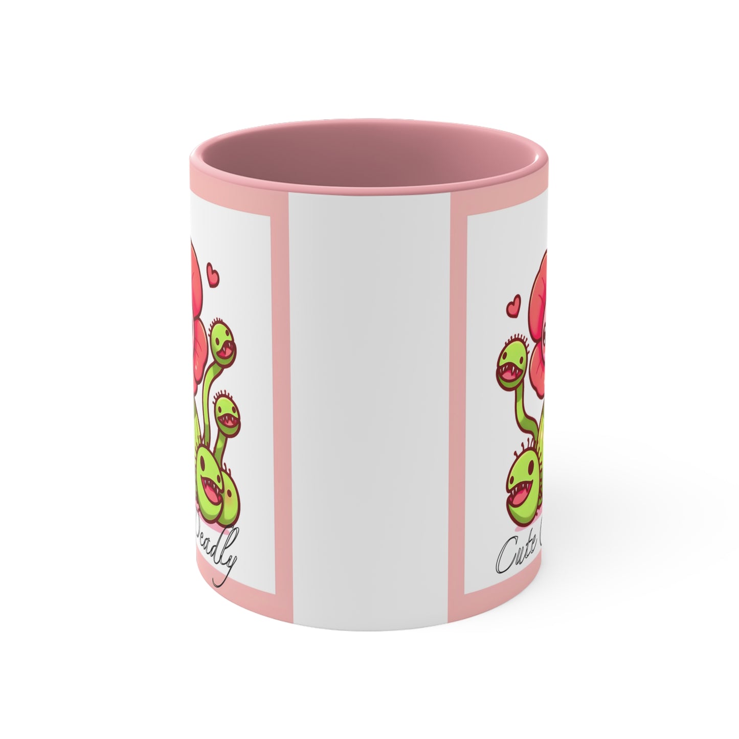 Cute and Deadly 11oz Accent Mug, Pink Mug, Carnivorous Plant, Floral Mug, Garden Mug, Gardener Mug, Cute Plant Mug, Cute Gardener Mug