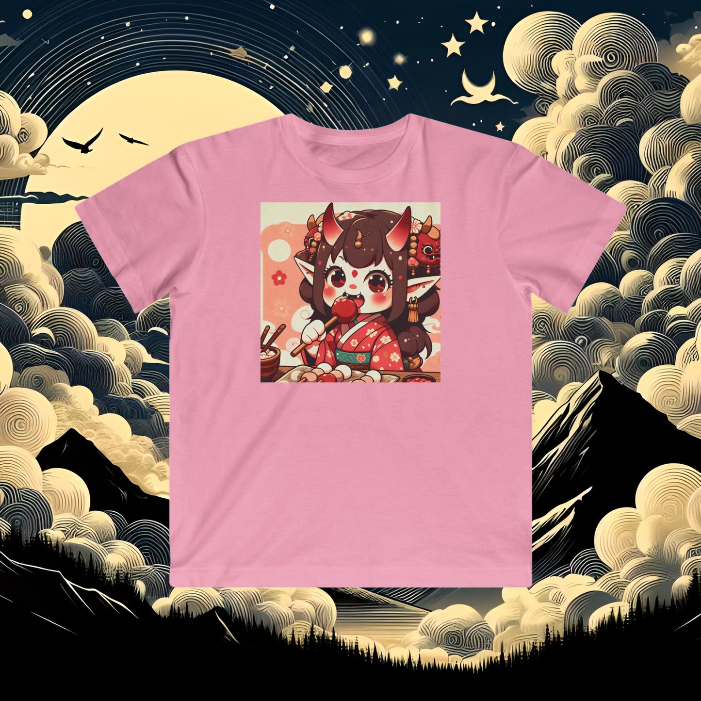 Oni Girl Dango Snacks Kids Shirt, Cute Anime Shirt, Cute Anime Food Shirt