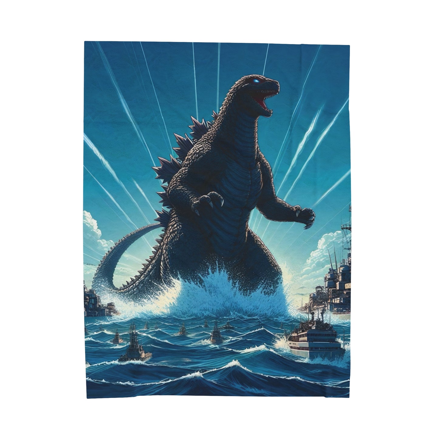 Godzilla Rises Plush Blanket, Anime Godzilla Blanket, Kids Blanket, Japanese Blanket, Dinosaur Blanket