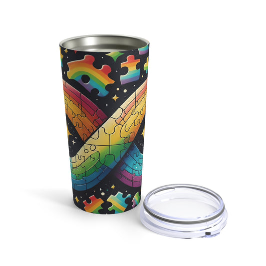 Autism Awareness 20oz Tumbler, Puzzle Tumbler, Colorful Tumbler, Rainbow Tumbler, Tumbler for Autism Supporters, Awareness Tumblers