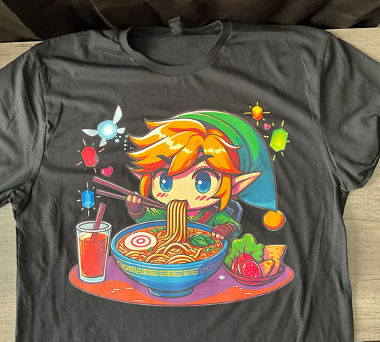 Link Ramen Kids/Adult Unisex Shirt, Link Shirt, Zelda Shirt, Ramen Shirt, Anime Ramen Shirt, Anime Shirt, Gamer Shirt, Anime Gamer Shirt, Cute Ramen Shirt, Legend Of Zelda