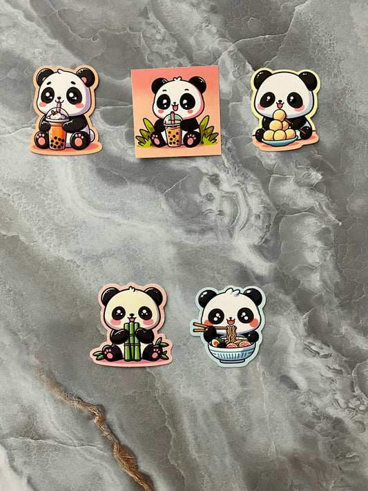 Panda Snacks Waterproof Sticker Bundle, Panda Stickers, Anime Panda Stickers, Panda Food Stickers, Cute Panda Stickers, Kawaii Panda Stickers, Cute Animal Food Stickers