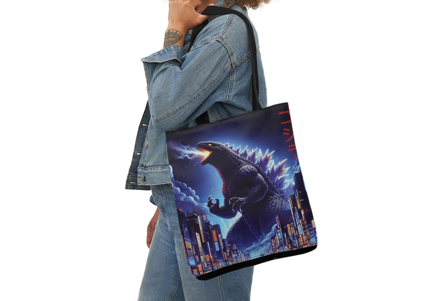 Godzilla 18" x 18" Inch Tote Bag, Godzilla Bag, Godzilla Tote, Anime Godzilla Bag, Anime Godzilla Tote Bag, Anime Bag, Anime Tote