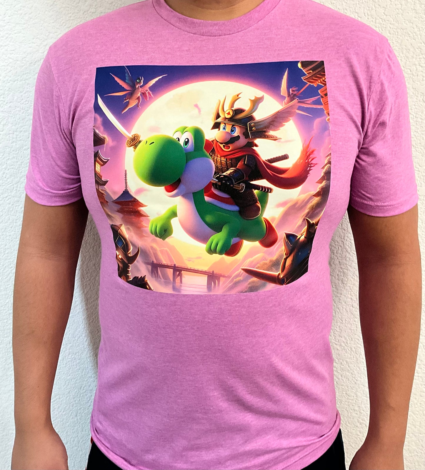 Samurai Mario with Yoshi Kids/Adult Unisex Tee, Mario Shirt, Super Mario Shirt, Yoshi Shirt, Japanese Mario, Samurai Shirt