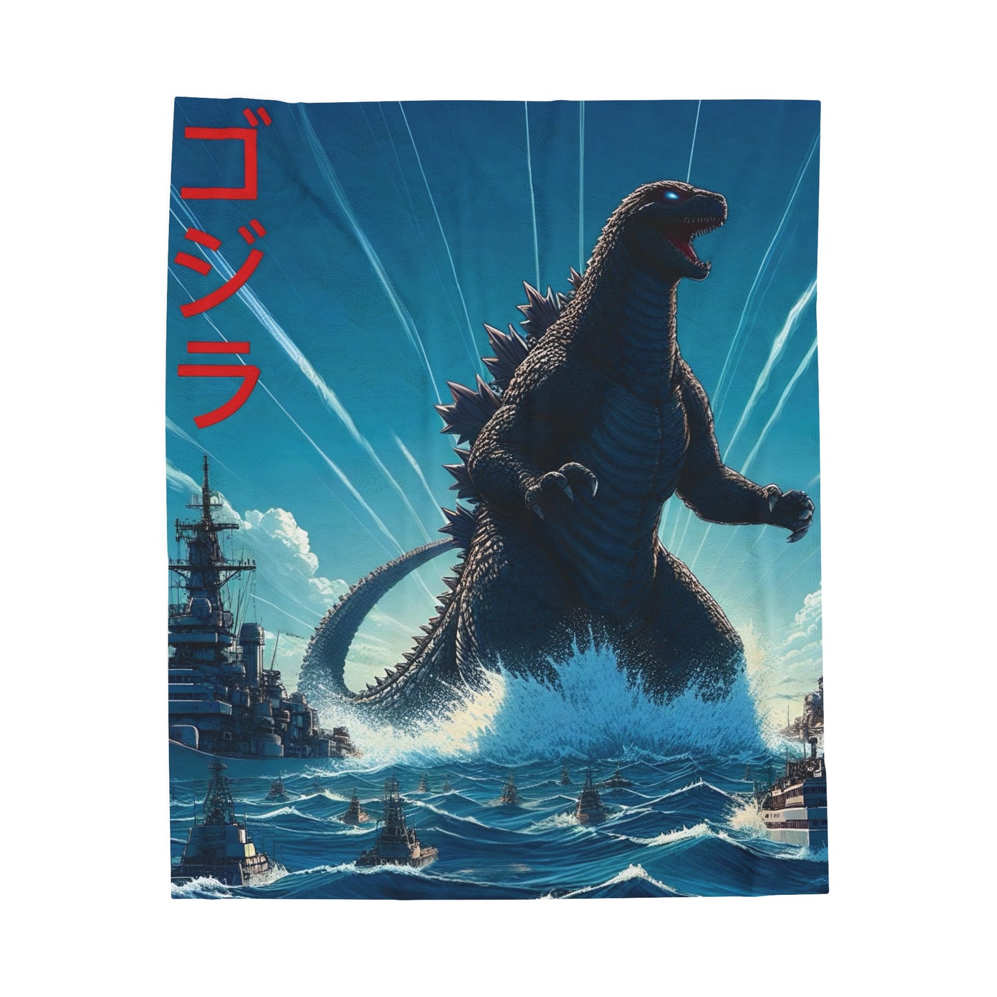 Godzilla Rises Plush Blanket, Anime Godzilla Blanket, Kids Blanket, Japanese Blanket, Dinosaur Blanket