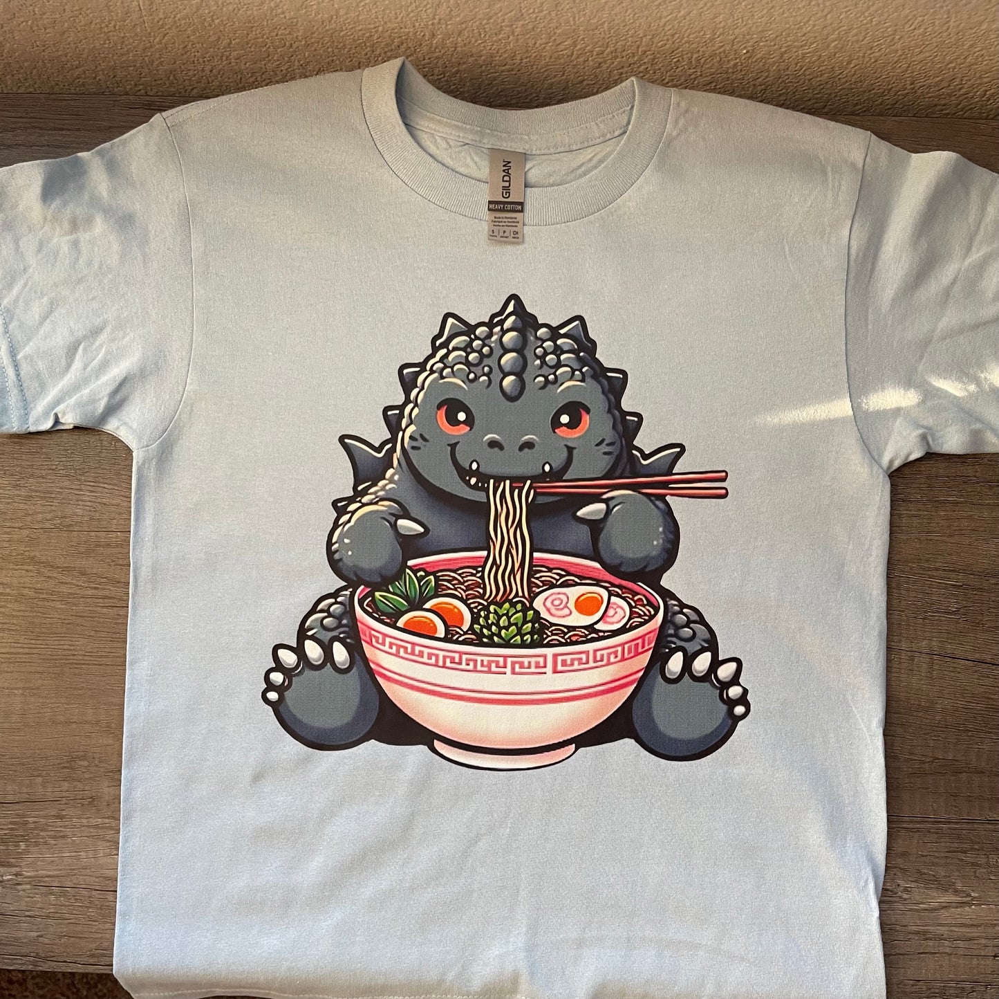 Godzilla Ramen Kids/Adult Unisex Shirt, Anime Godzilla, Cute Ramen Shirt, Cute Food Shirt, Kaiju Shirt, Gonira Shirt, Kawaii Shirt