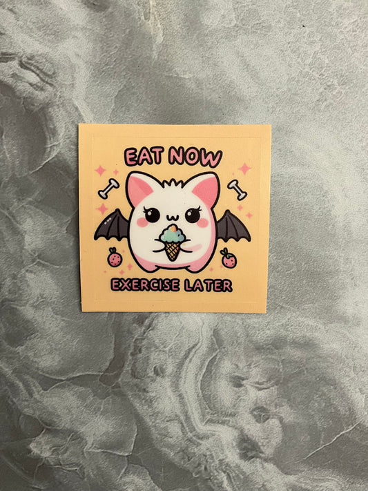 Lazy Bat Waterproof Sticker, Cute Bat Sticker, Bat Sticker, Cute Animal Sticker, Ice Cream Sticker, Anime Ice Cream, Bat Ice Cream Sticker