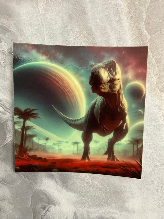 T-Rex on an Alien Planet Glow In The Dark Waterproof Sticker