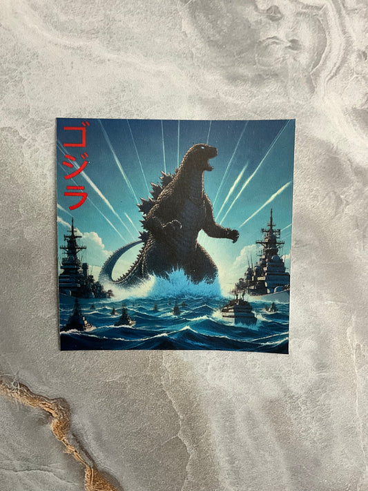 Anime Godzilla Rises Waterproof Holographic Sticker, Holographic Godzilla Sticker, Anime Holographic Sticker