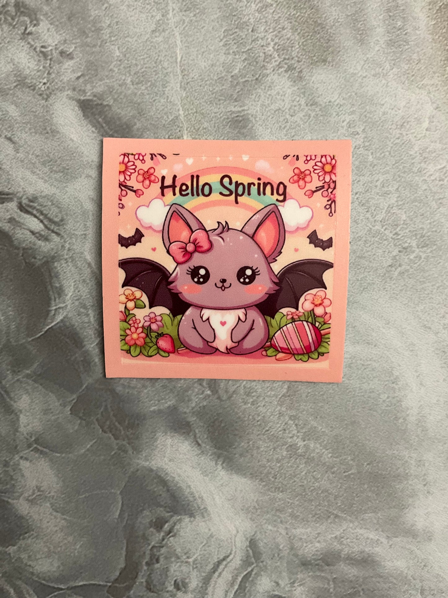 Spring Bat Waterproof Stickers, Cute Animal Bat Stickers, Cute Flower Stickers, Kawaii Anime Animal Bat Stickers