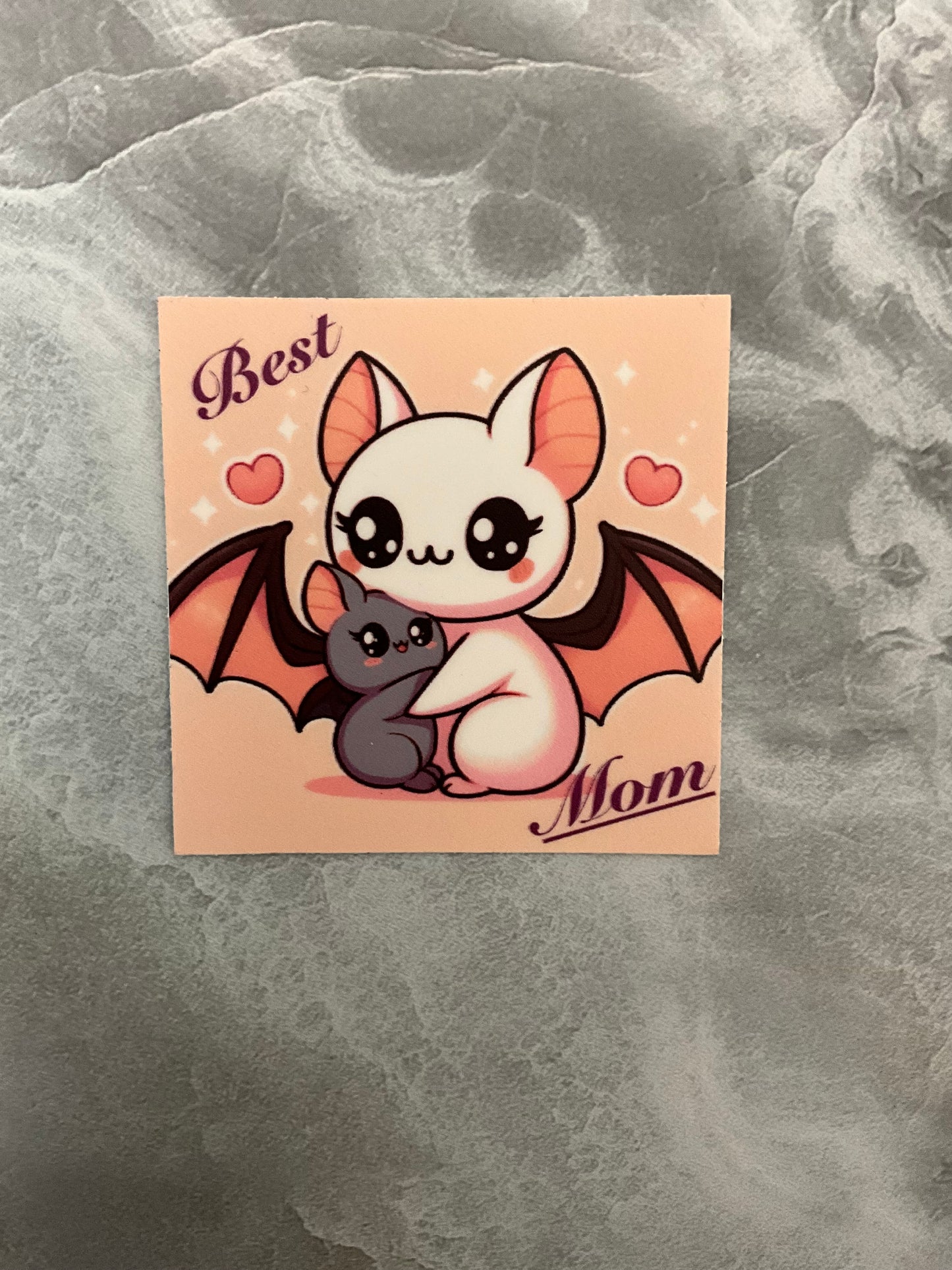 Best Mom Bat Waterproof Sticker, Cute Bat Sticker, Animal Sticker, Cute Animal Sticker, Bat Sticker, Mom Sticker, Best Mom Sticker, Kawaii Animal Sticker