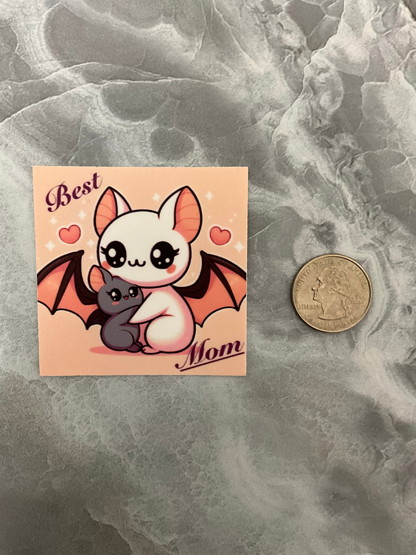 Best Mom Bat Waterproof Sticker, Cute Bat Sticker, Animal Sticker, Cute Animal Sticker, Bat Sticker, Mom Sticker, Best Mom Sticker, Kawaii Animal Sticker