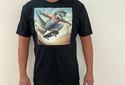 Skater Rex Kids/Adult Unisex Shirt, Dinosaur Skate Shirt, T Rex Skate Shirt, Shirts For Skaters