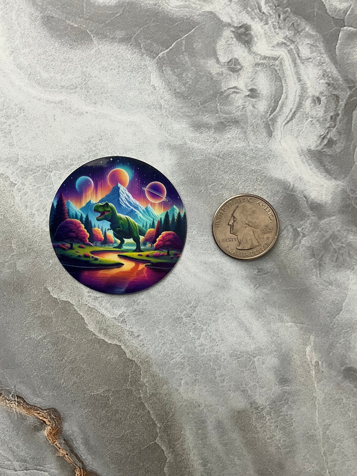 Holographic Vibrant Rex 3 Planet Waterproof Sticker,  Colorful T Rex Sticker, T Rex Sticker, Vibrant Dinosaur, Holographic T Rex