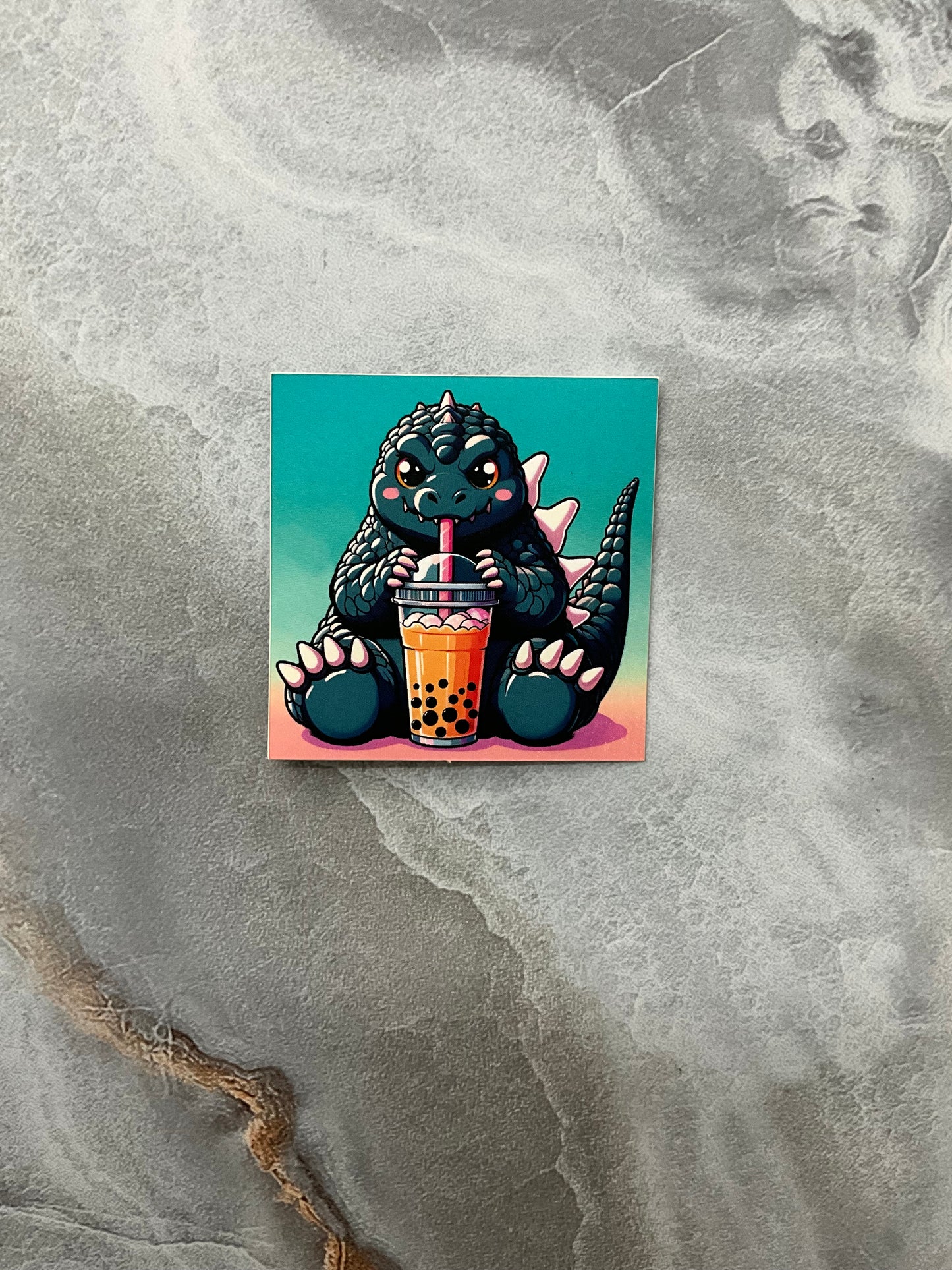 Godzilla Snacks Waterproof Stickers, Cute Kaiju Stickers, Cute Food Stickers, Anime Stickers