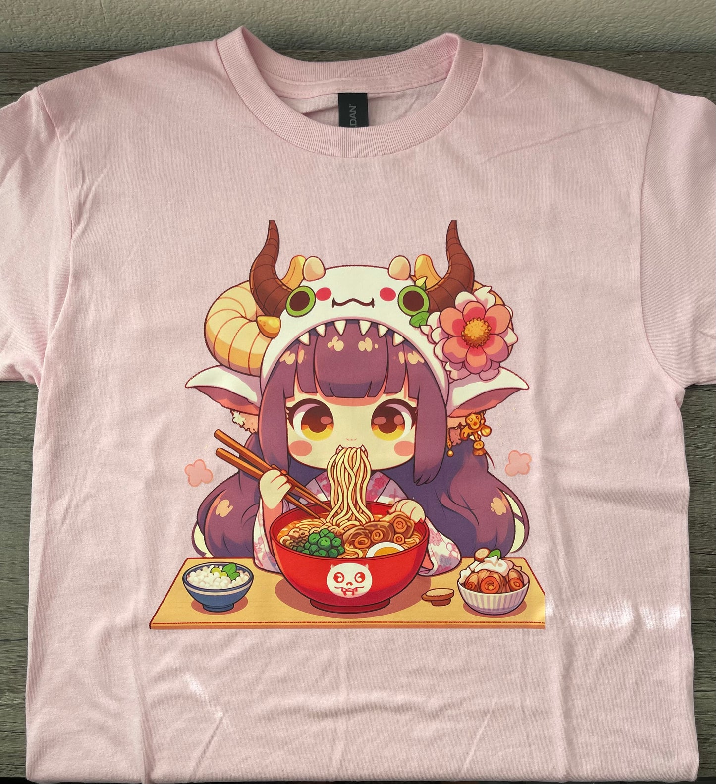 Oni Girl Ramen Kids/Adult Unisex Tee, Anime Ramen Shirt, Anime Japanese Girl Shirt, Cute Anime Ramen Shirt