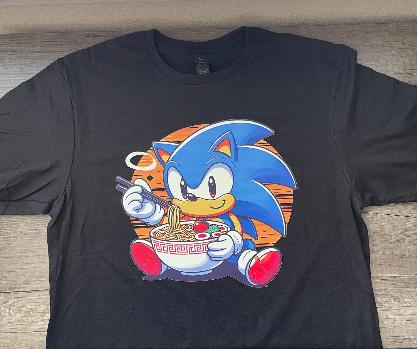 Sonic The Hedgehog and Ramen Kids/Adult Unisex Shirt, Sonic Hedgehog, Ramen Shirt, Sonic Sega, Ramen Gaming Shirt, Sonic Gaming