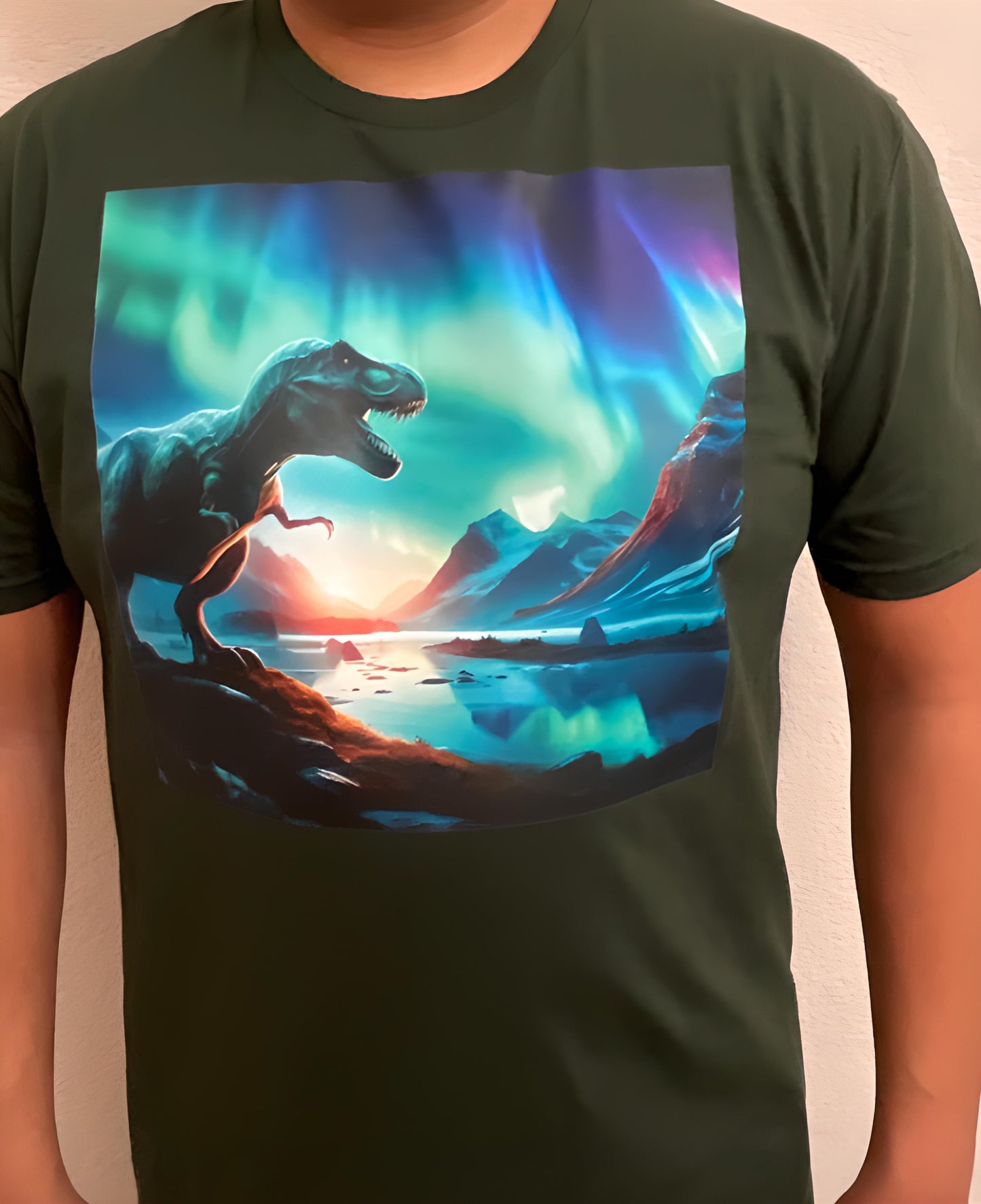 Tyrannosaurus Rex Northern Lights Kids/Adult Unisex Shirt, Dinosaur Shirt, Northern Lights Shirt, T Rex Shirt, Iceland Shirt