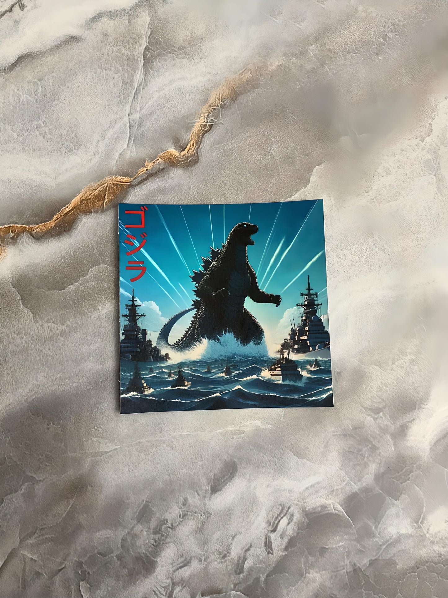 Anime Godzilla Rises Waterproof Holographic Sticker, Holographic Godzilla Sticker, Anime Holographic Sticker