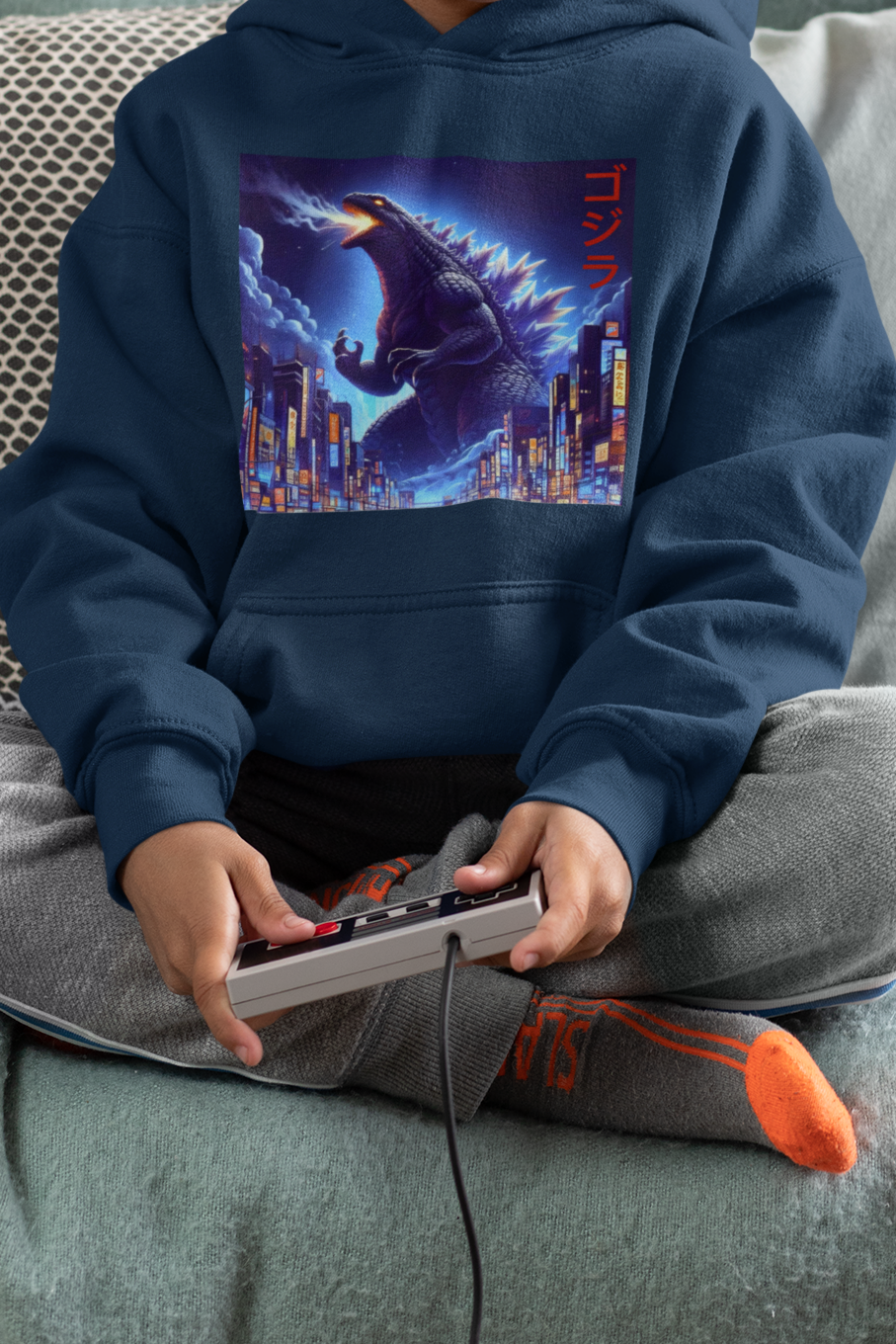 Godzilla In The City Toddler/Kids/Adult Unisex Hoodie, Kaiju Gojira Hoodie Sweater, Anime Hoodie, Japanese Hoodie, Monster Hoodie, Gojira Hoodie