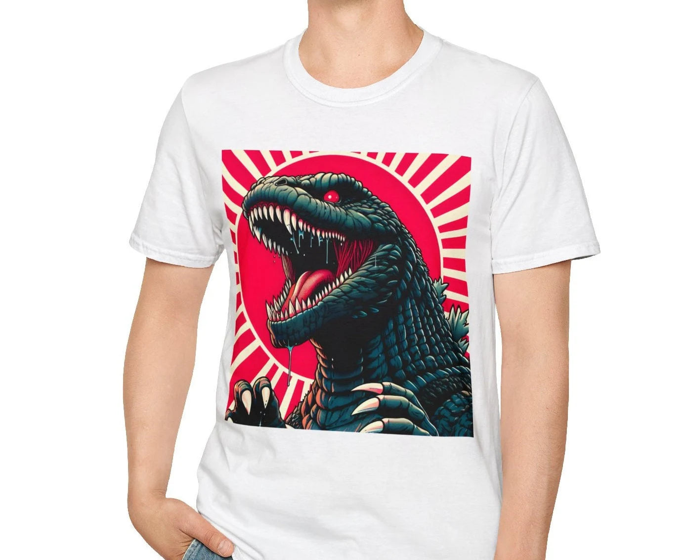 Godzilla Rising Sun Japan Kids/Adult Unisex Tee, Godzilla Japan Shirt, Rising Sun Shirt, Godzilla Anime, Japanese Godzilla, Kaiju Japan Shirt