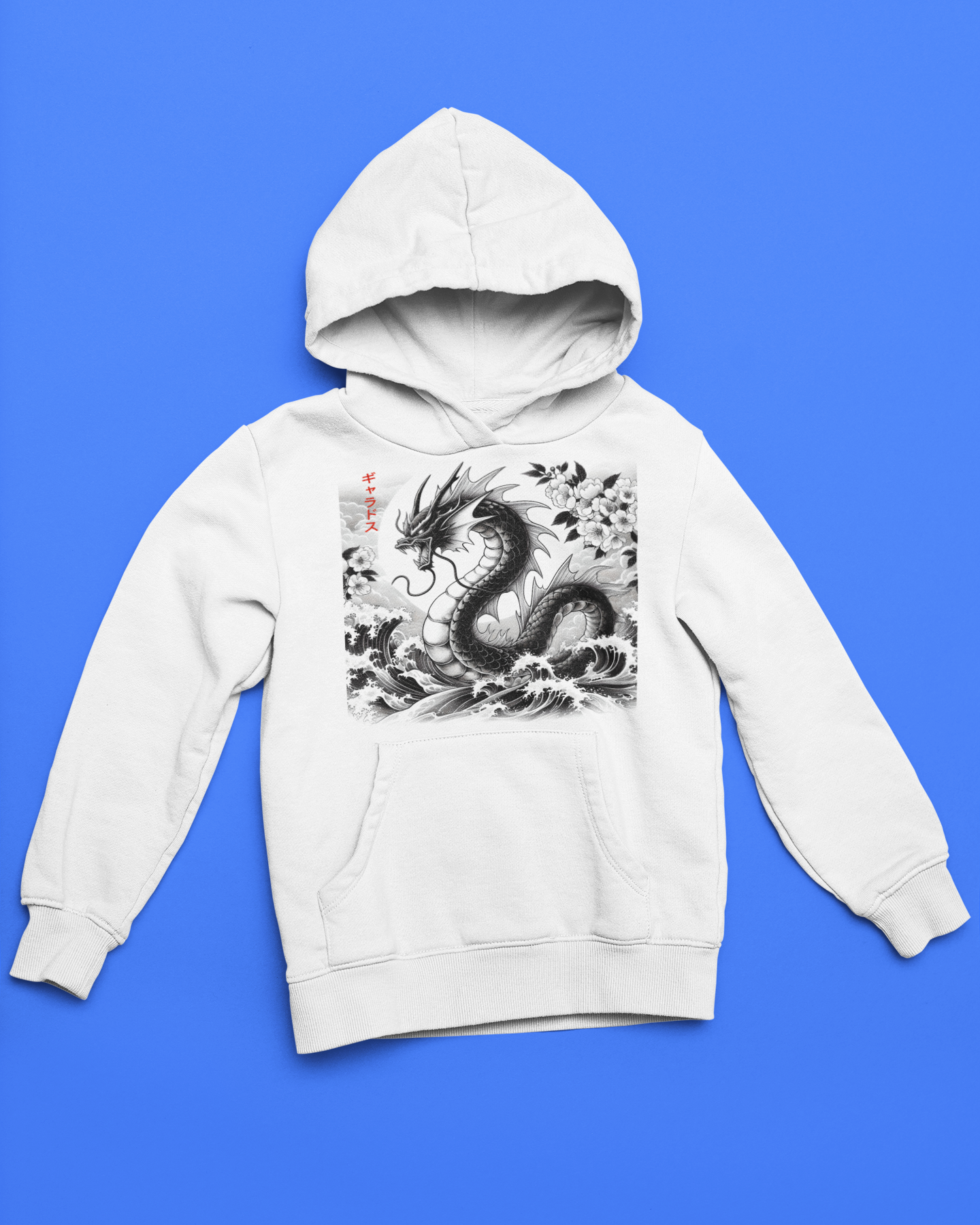 Kids/Adult Unisex Pokemon Gyarados Japanese Traditional Art Hoodie, Pocket Monster Hoodie, Serpent Monster Hoodie, Anime Japanese Hood