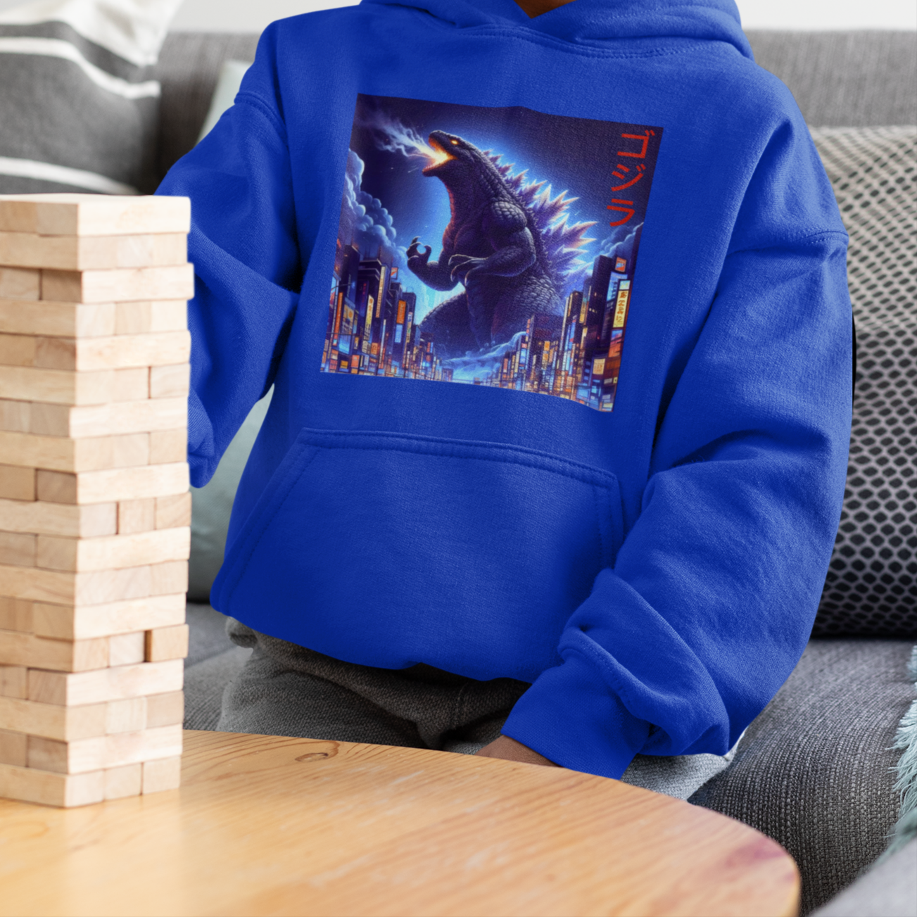 Godzilla In The City Toddler/Kids/Adult Unisex Hoodie, Kaiju Gojira Hoodie Sweater, Anime Hoodie, Japanese Hoodie, Monster Hoodie, Gojira Hoodie