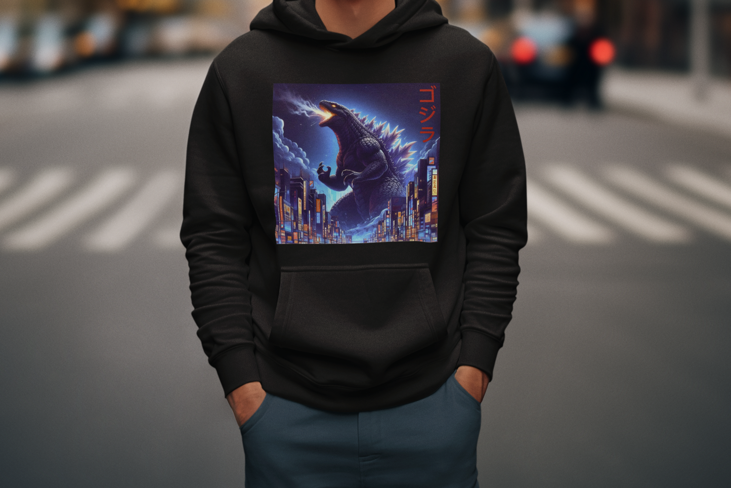 Godzilla In The City Toddler/Kids/Adult Unisex Hoodie, Kaiju Gojira Hoodie Sweater, Anime Hoodie, Japanese Hoodie, Monster Hoodie, Gojira Hoodie